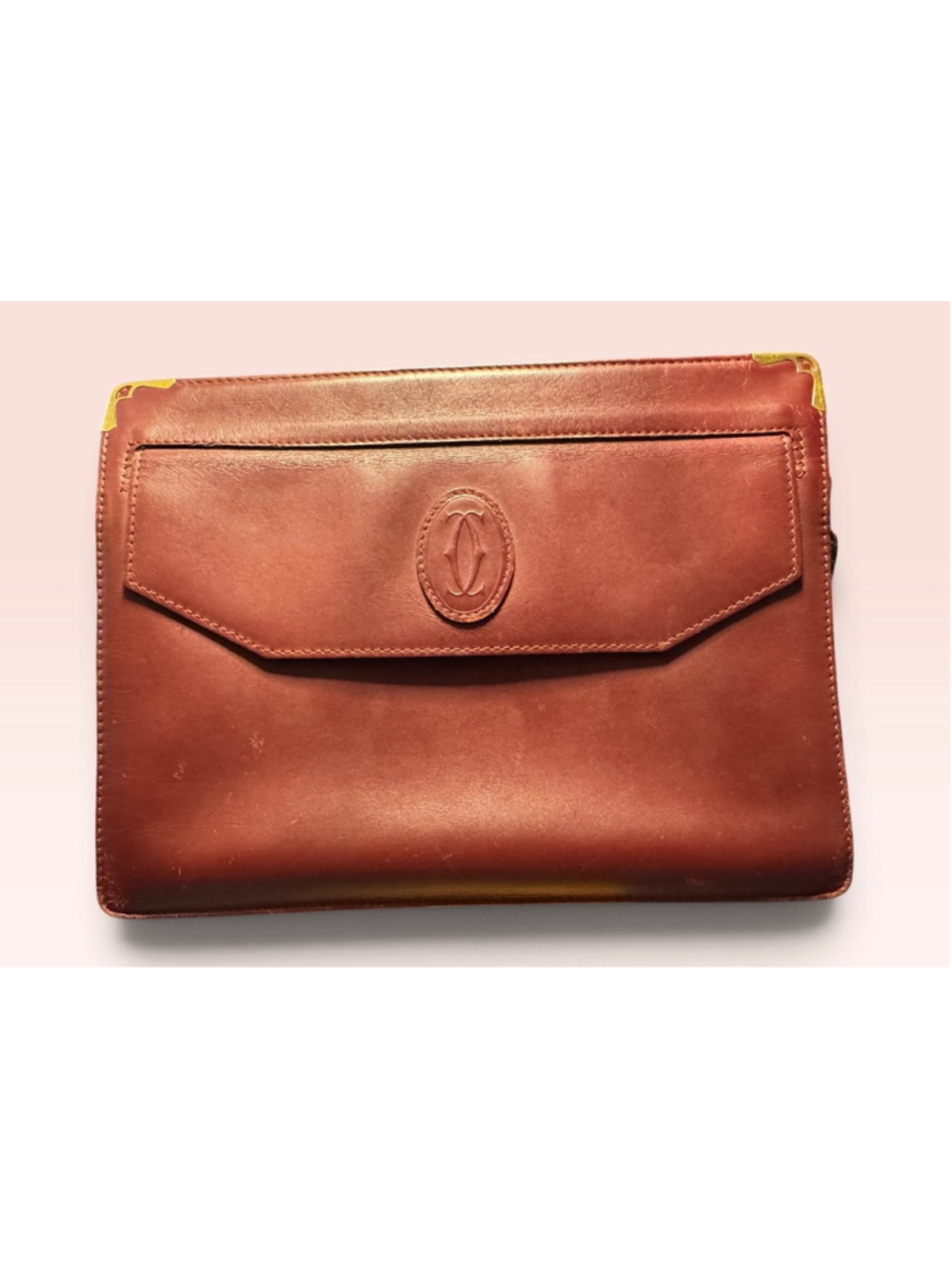 Vintage Cartier Burgundy Leather Clutch Bag